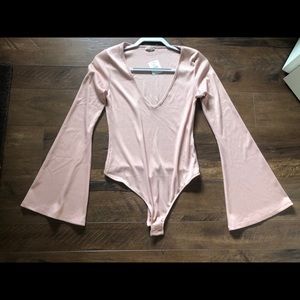 Blush Bodysuit with Flare Sleeves